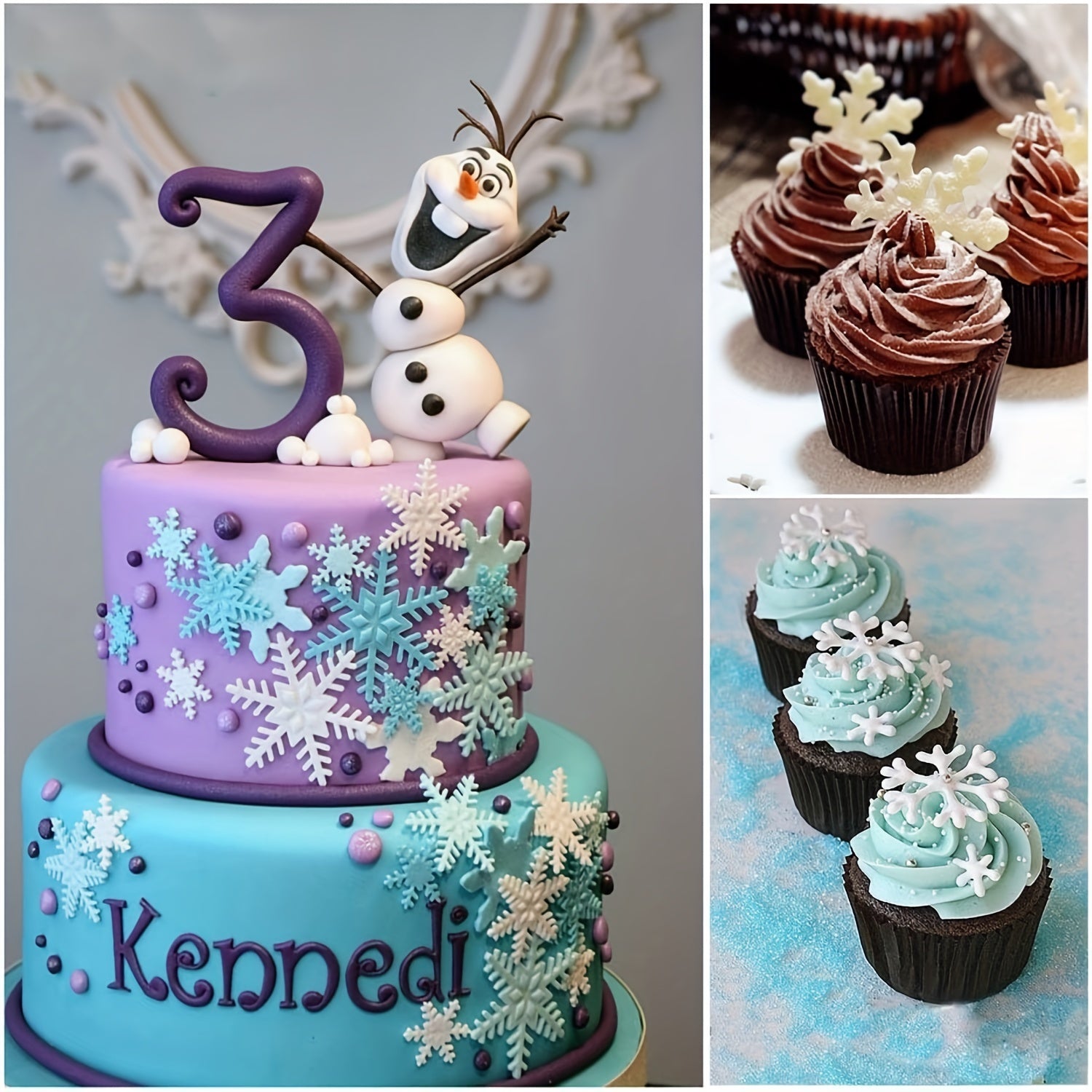 Christmas Snowflake Cookie Cutter Set 3-Piece Non-Stick Plastic Baking Tools