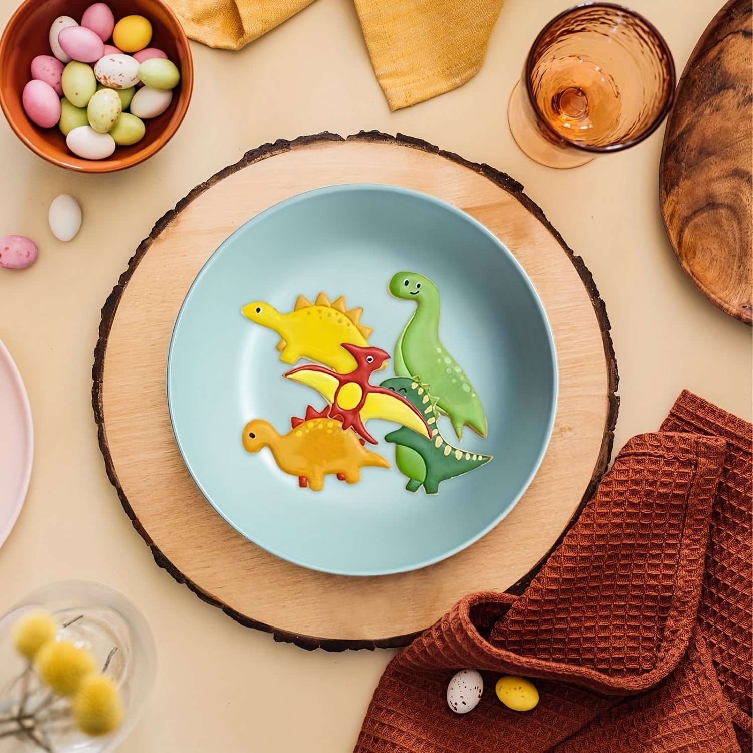 Set of 10 Stainless Steel Dinosaur Cookie Cutters for Baking and Cake Decoration