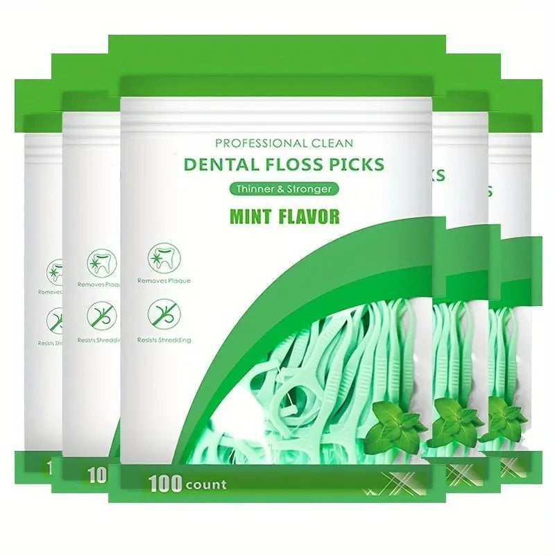 Mint Flavored Dental Flosser Picks 600 Pack Portable Deep Cleaning