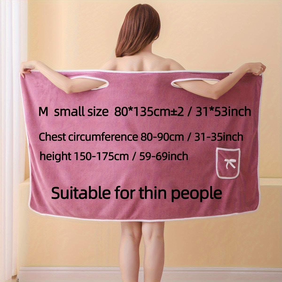 Women's Bath Towel with Pocket Absorbent and Adjustable for Bathroom and Home