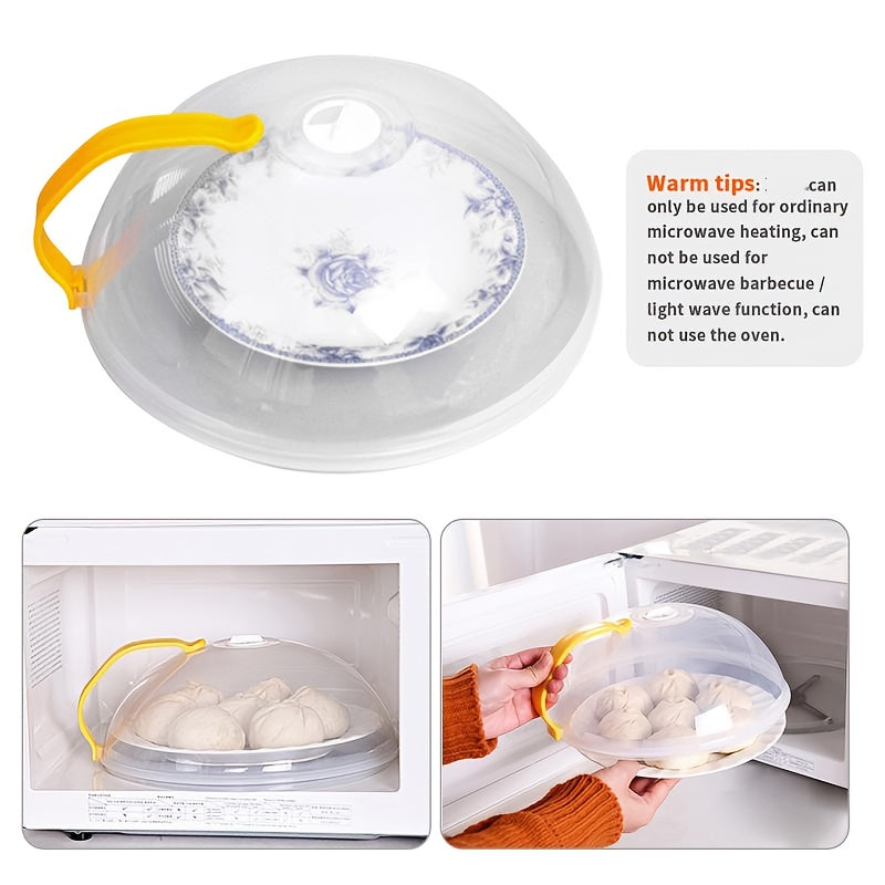 Durable Transparent PP Microwave Splash Cover with Handle Heat-Resistant Reusable Food Cover