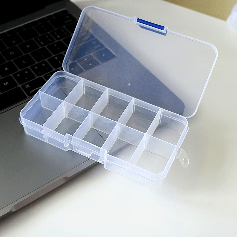 Small Transparent Plastic Jewelry Organizer Box with 10 Compartments for Earrings Rings Bracelets Necklaces