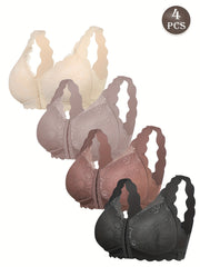 Women Lace Bra Set Plus Size V-Neck Floral Supportive Light Sports