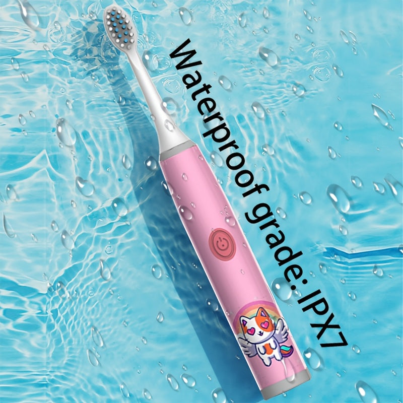 Детская электрическая зубная щетка для детей 3-15 лет, работает на батарейках, 3 цвета, мягкая для зубов