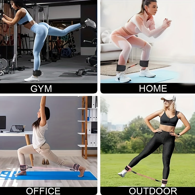 5 резинок для сопротивления на щиколотках с ремнями для тренировки ног и бедер, мышечной гимнастики и йоги.