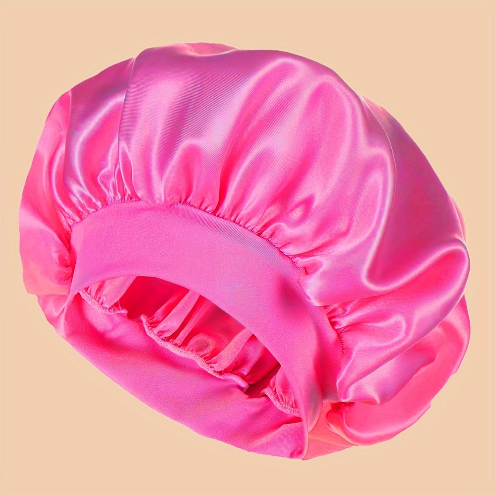 Women's Satin Sleep Cap with Wide Brim for Shower and Bed Use