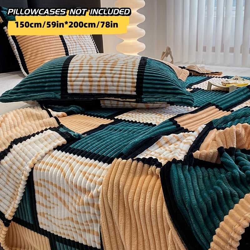 Yumshoq va qulay plush ko'rpa, plaid naqshiga ega, sayohat, divan, yotoq va uy bezatish uchun mukammal.