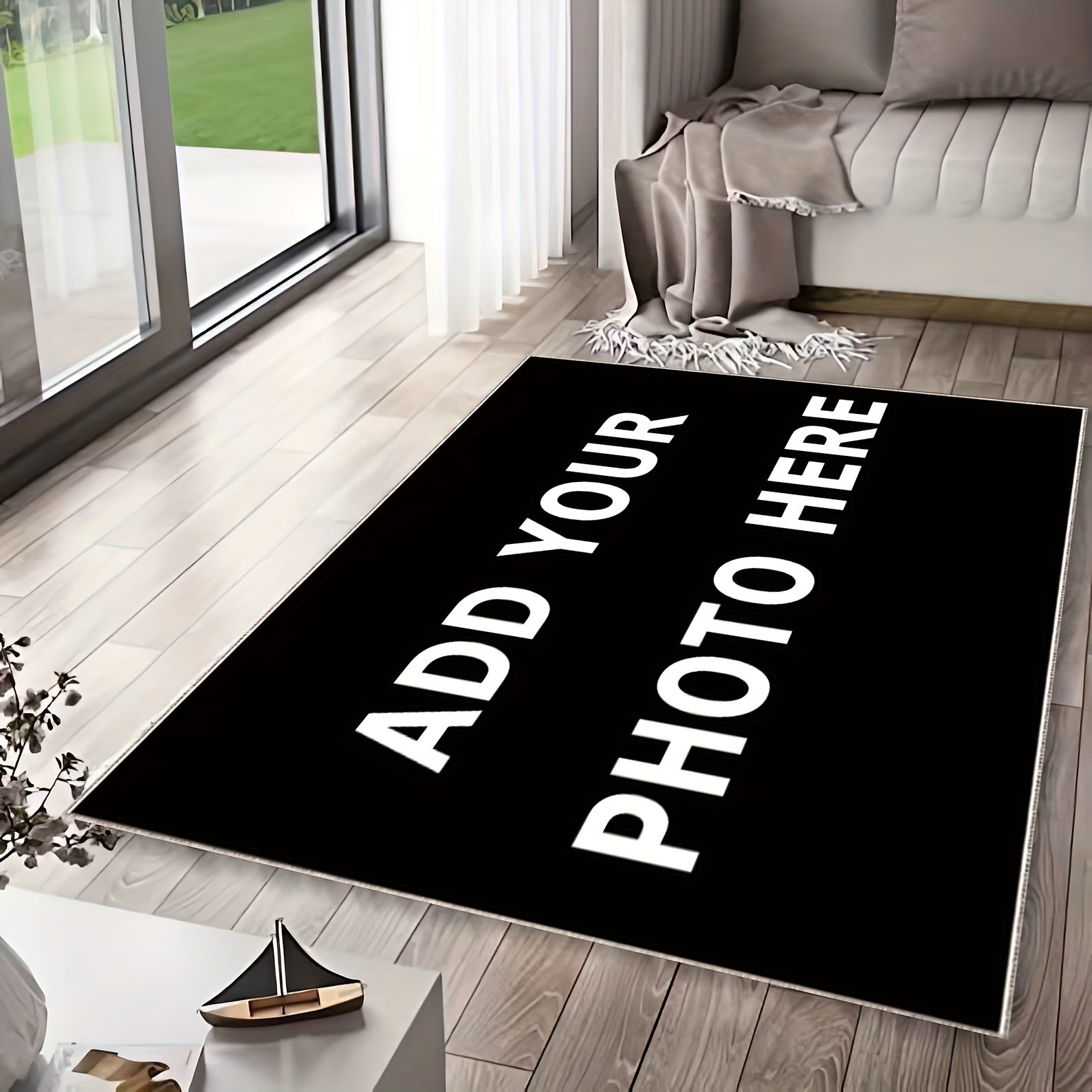 Personalized Plush Velvet Area Rug with Silicone Backing for Bedroom or Living Room