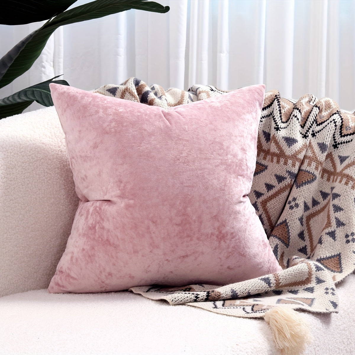 Velvet Throw Pillow Cover with Speckled Texture for Sofa and Bed 100% Polyester