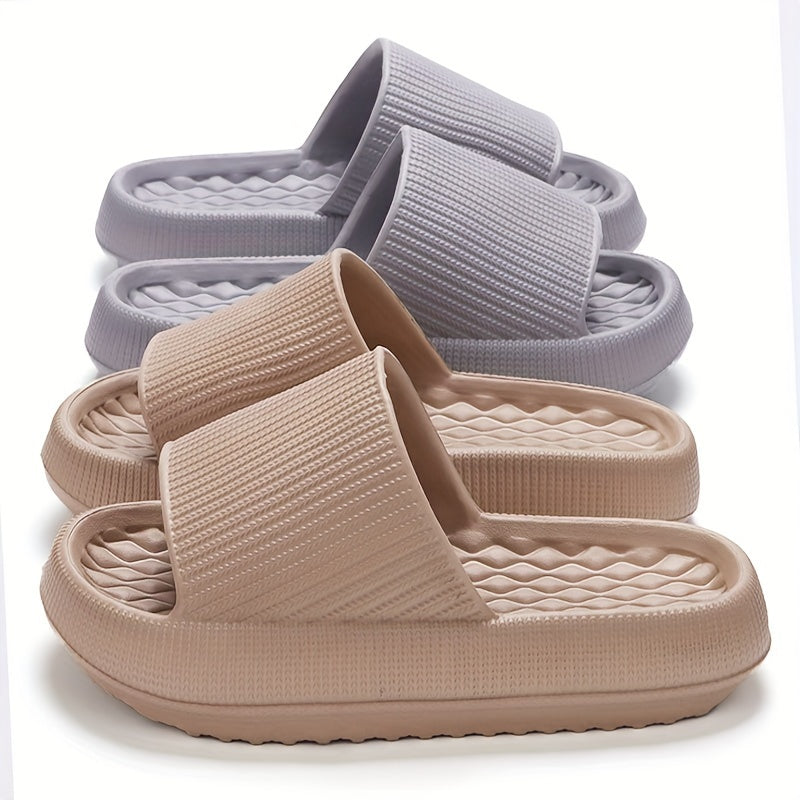 Unisex Solid Color Minimalist Pillow Slides Slip-On Soft Sole Home Shower Slides