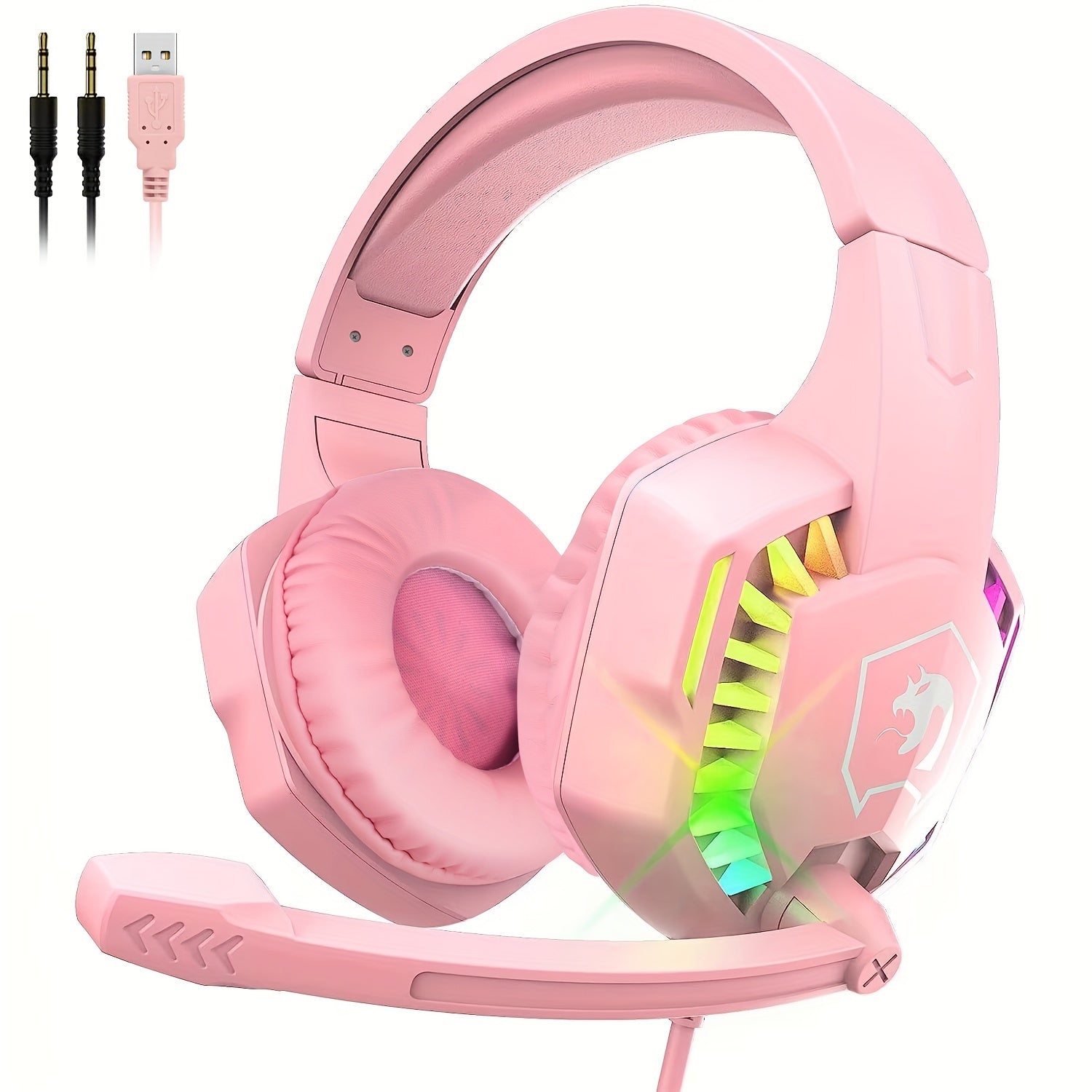 Wired Gaming Headset with Noise-Canceling Microphone RGB Lights Over-Ear for PS4 Xbox PC Mac