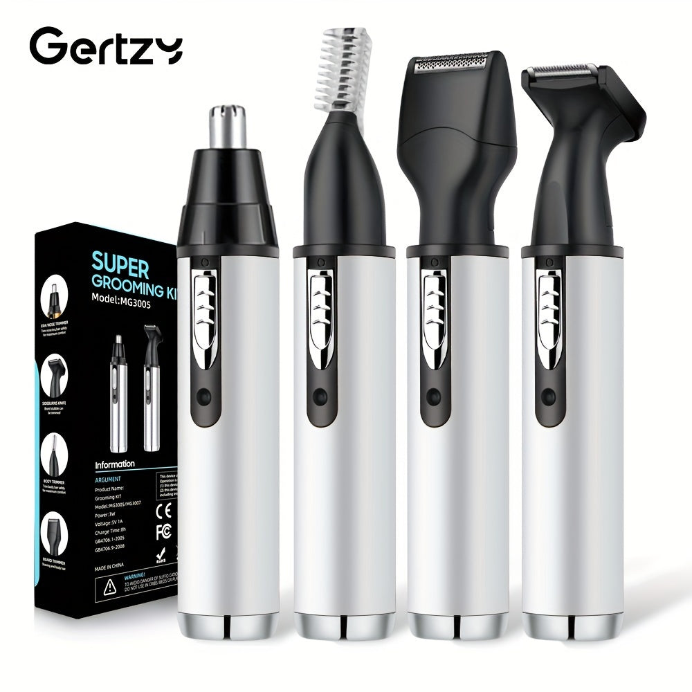 4-in-1 Electric Shaver with USB Rechargeable Nose Hair Trimmer Aluminum Body Sideburns Eyebrow Trimmer