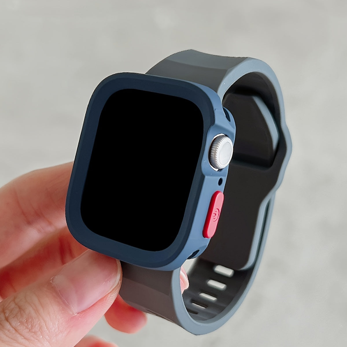 Two-Pack Silicone Smartwatch Case with Adjustable Anti-Fall Wrist Strap Compatible with Apple Watch Series 1-9 SE Ultra