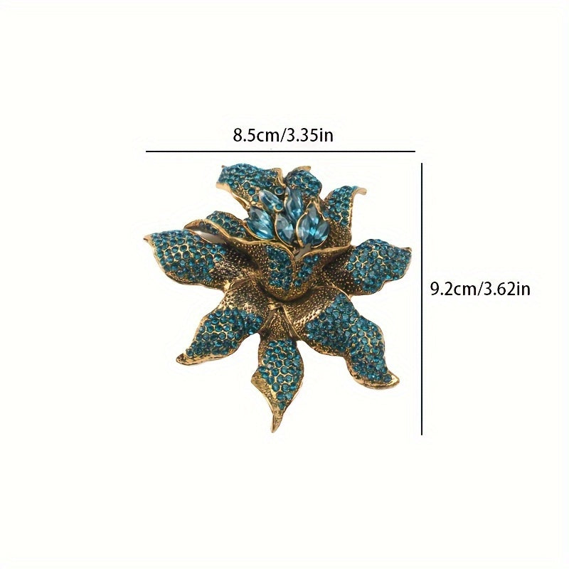 Vintage Orchid Rhinestone Brooch for Women Elegant Floral Pin Jewelry