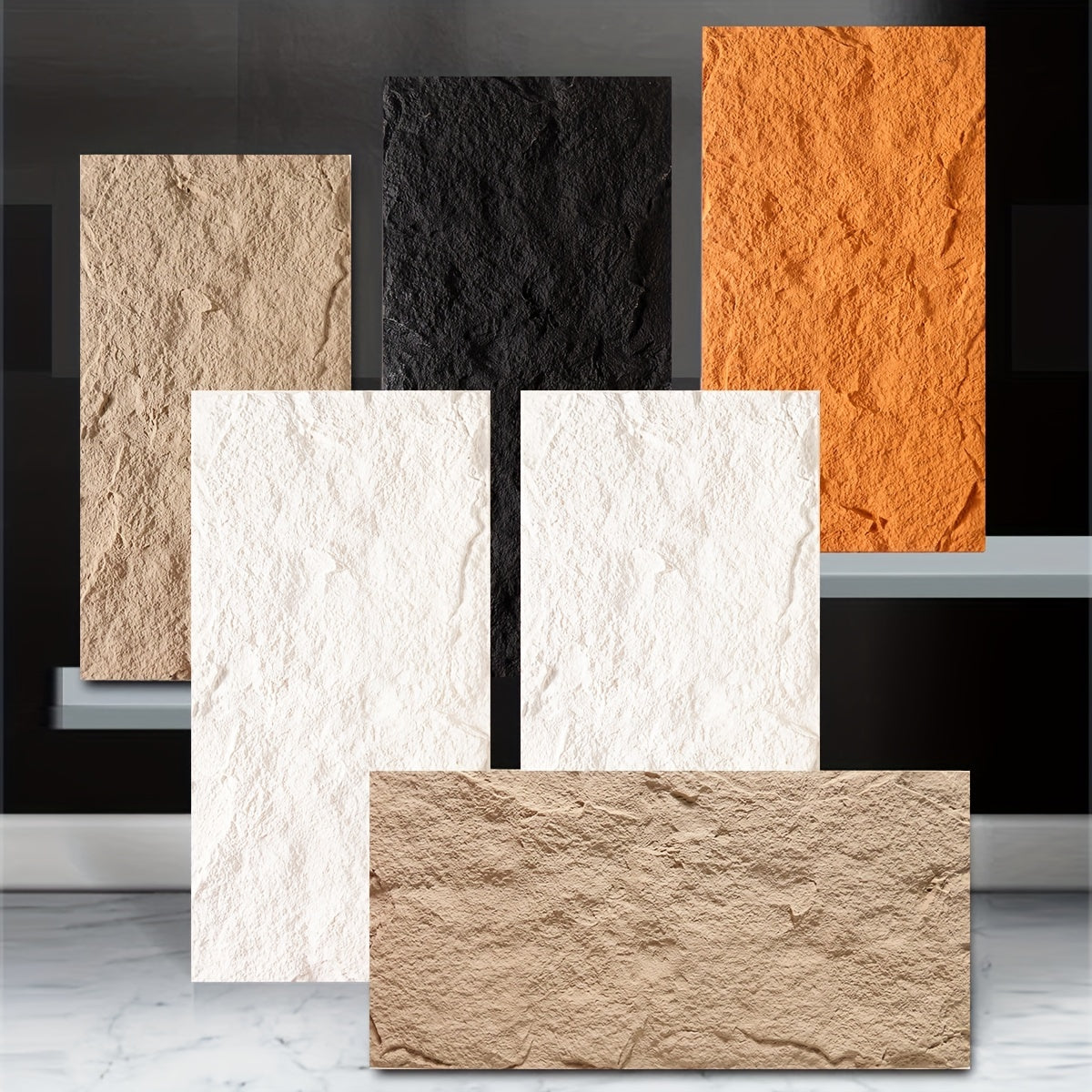 Contemporary Reusable PU Stone Wall Decal 26.97cm x 53.98cm Multi-Surface