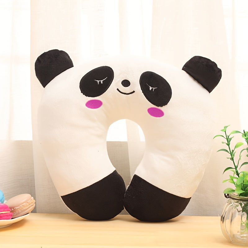 U-Shaped Travel Neck Pillow with Cute Animal Print for Support and Comfort