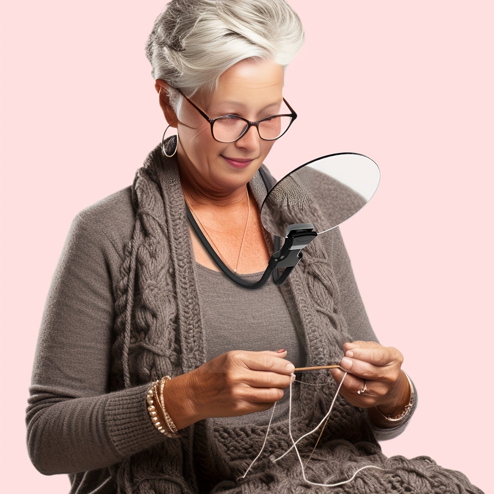 5X katta linza va sozlanadigan bo'yin stendi bilan akril o'simlik uchun o'qish, tikish va tekshirish uchun magnit shisha