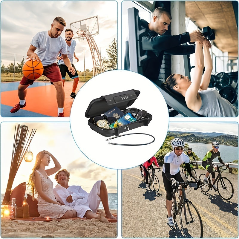 Waterproof Combination Lock Safe Box with Detachable Chain for Travel Outdoor Use Large Capacity Key Storage