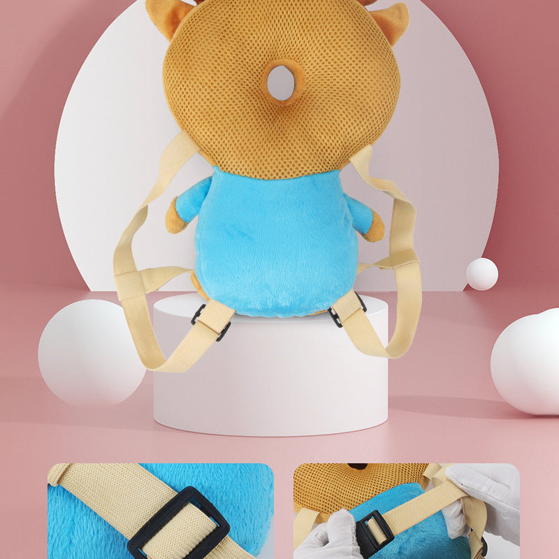 Adjustable Cartoon Animal Plush Toy Cushion Backpack Pillow for Kids Yellow Green Pink