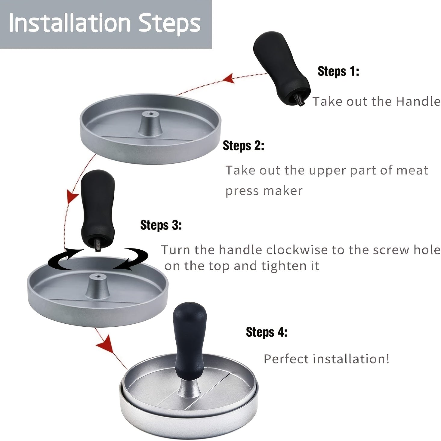 Food-Grade Aluminum Burger Press with Non-Stick Surface 11.7cm Diameter