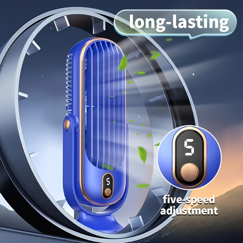 Portable Air Cooler Fan with Double Motor 5 Speeds 720° Rotation USB Rechargeable Battery for Office Travel Camping