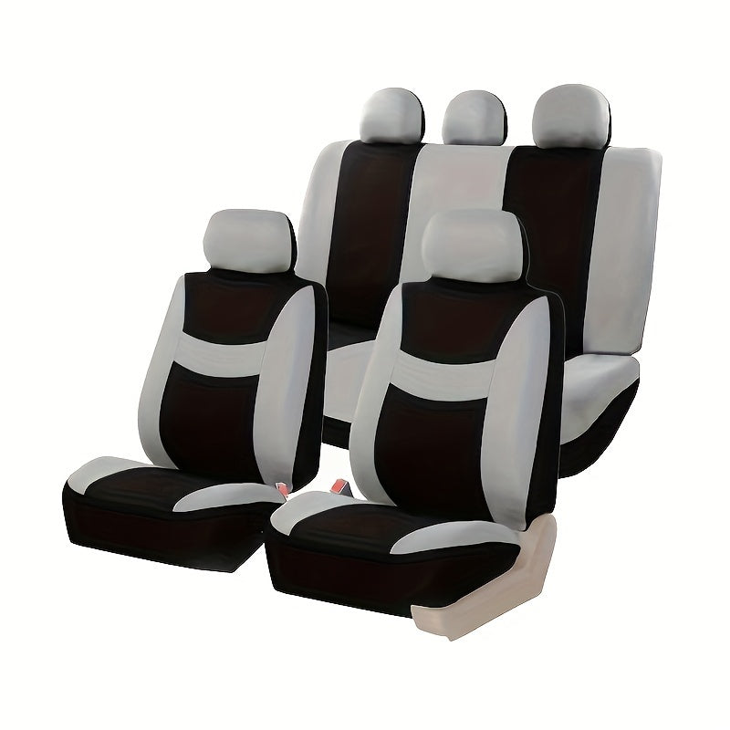 Full Seat Cover Set for 5-Seater Car Polyester Knit Fabric Universal Fit