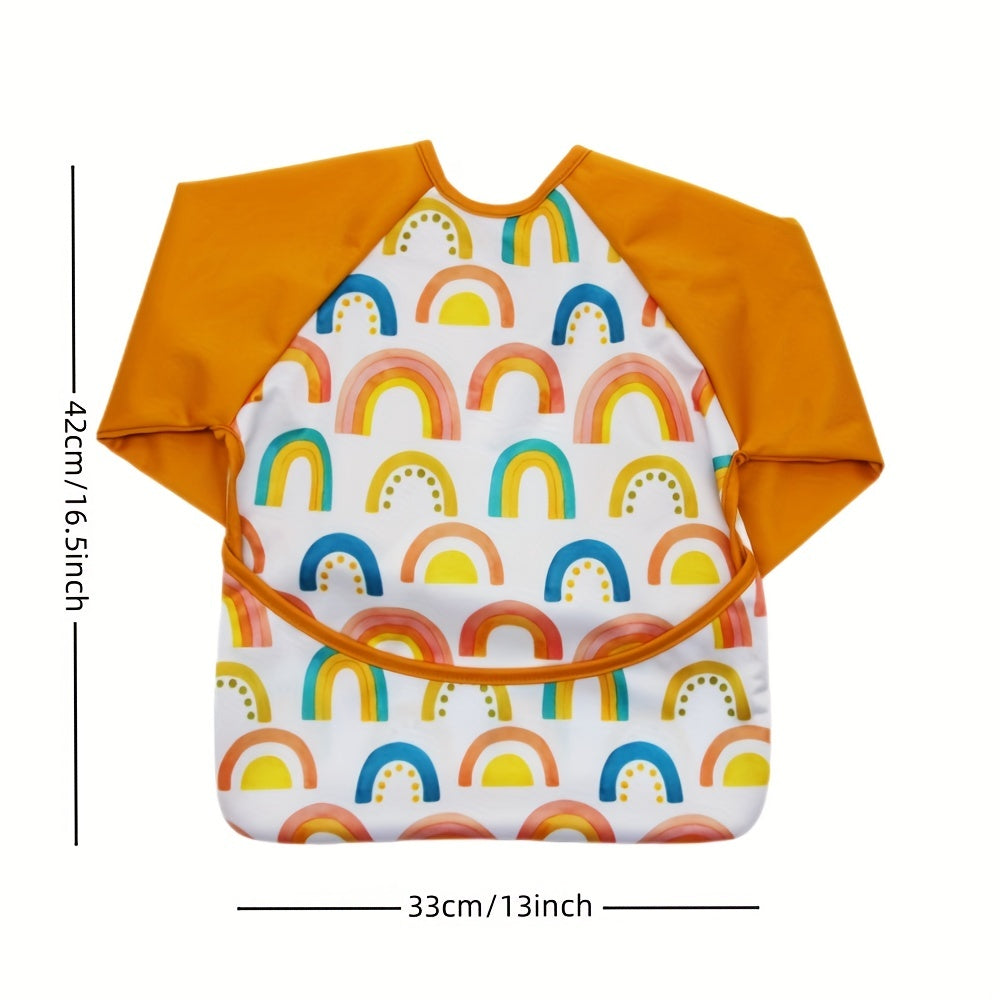 Baby Bibs Rainbow Print Long Sleeve Bib Suit for Babies 6-24 Months One Size