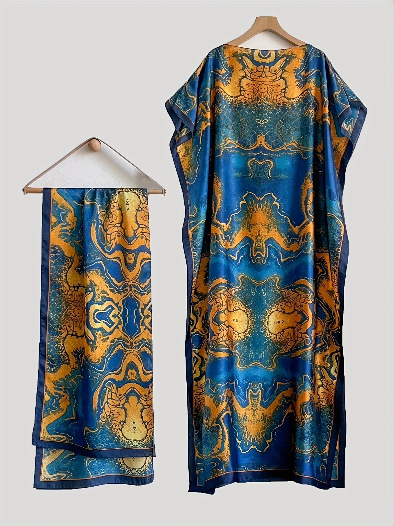 Ayollar uchun kattaroq o'lchamdagi gul bosma batwing ko'krakli maksi kiyim, kundalik va rasmiy, barcha mavsumlar uchun