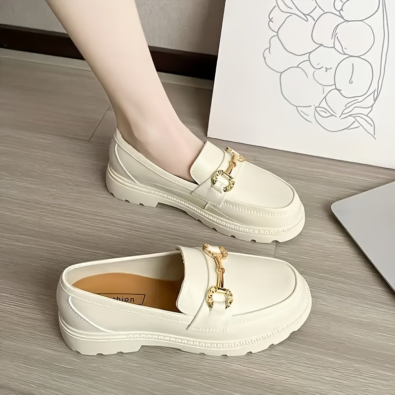 Women's Slip-On Loafers Breathable TPU Summer Shoes Black Beige White