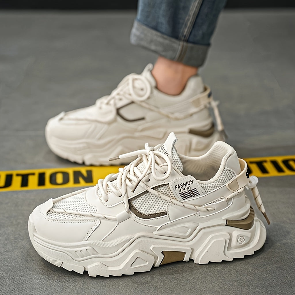 Erkaklar uchun zamonaviy shoelace platforma krossovkalari, nafas oladigan va kiyishga chidamli trening poyabzallari