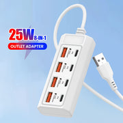 8-Port USB Hub with 4 USB and 4 Power Delivery Ports 25W Fast Charging for Laptops Tablets and Smartphones