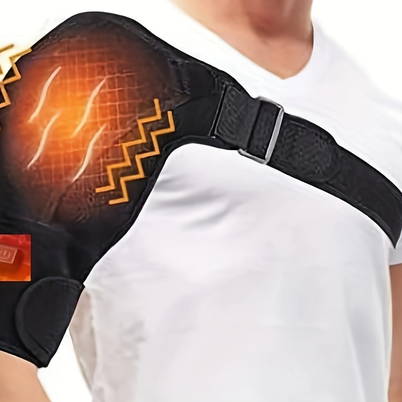 USB quvvatlangan isitiladigan yelka va tirsak massaj qiluvchi tayanch, tinchlantiruvchi issiqlik yostiqchasi, past voltli ishlash, nafas oladigan to'r mato va sozlanadigan tasma bilan.