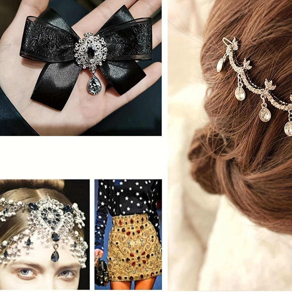 30 Pieces Tear Drop Acrylic Rhinestone Metal Embellishments for DIY Crafts Wedding Dress Accessories