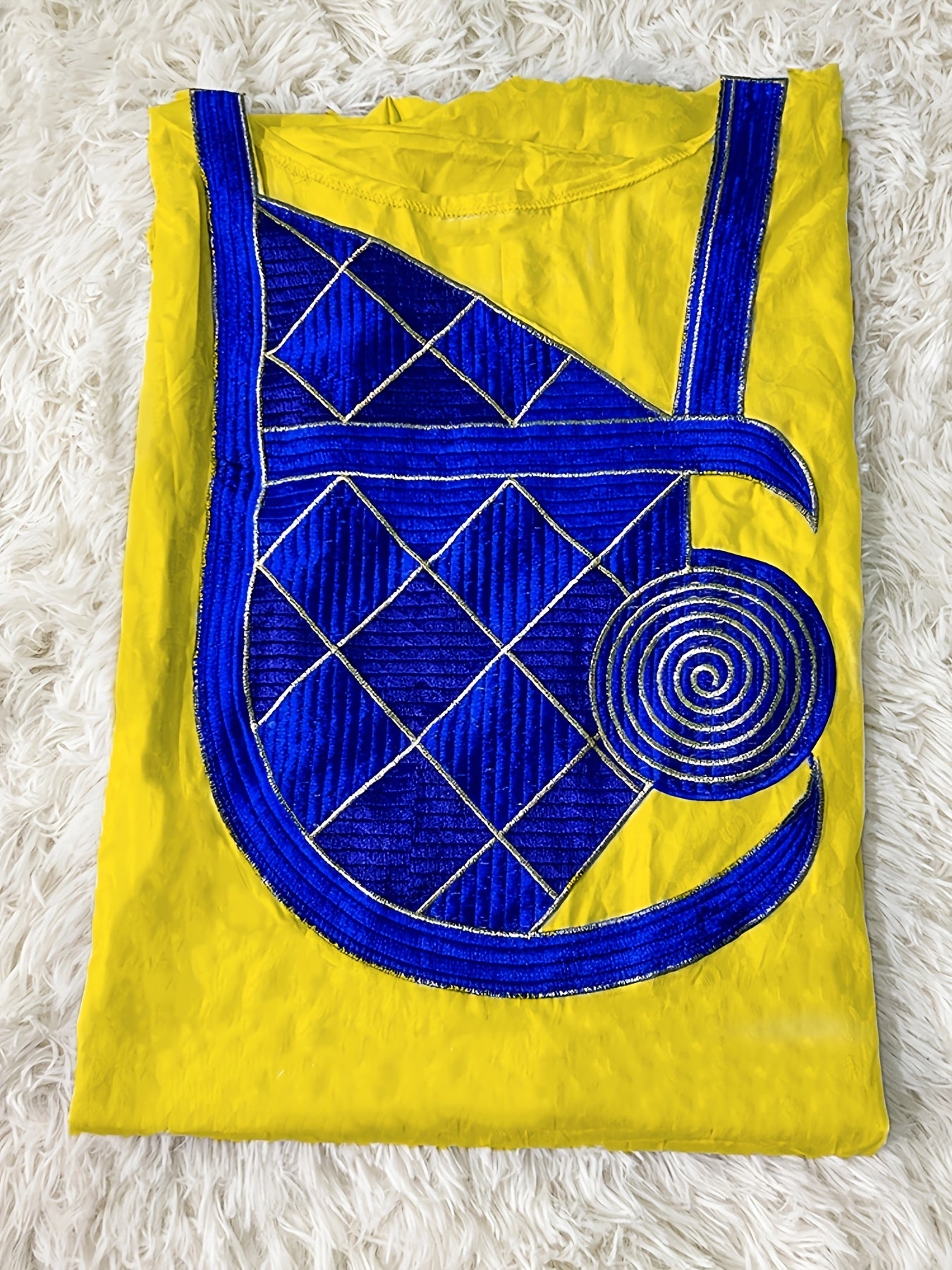 Women's Blue And White Long Bazin Riche Gown For Weddings