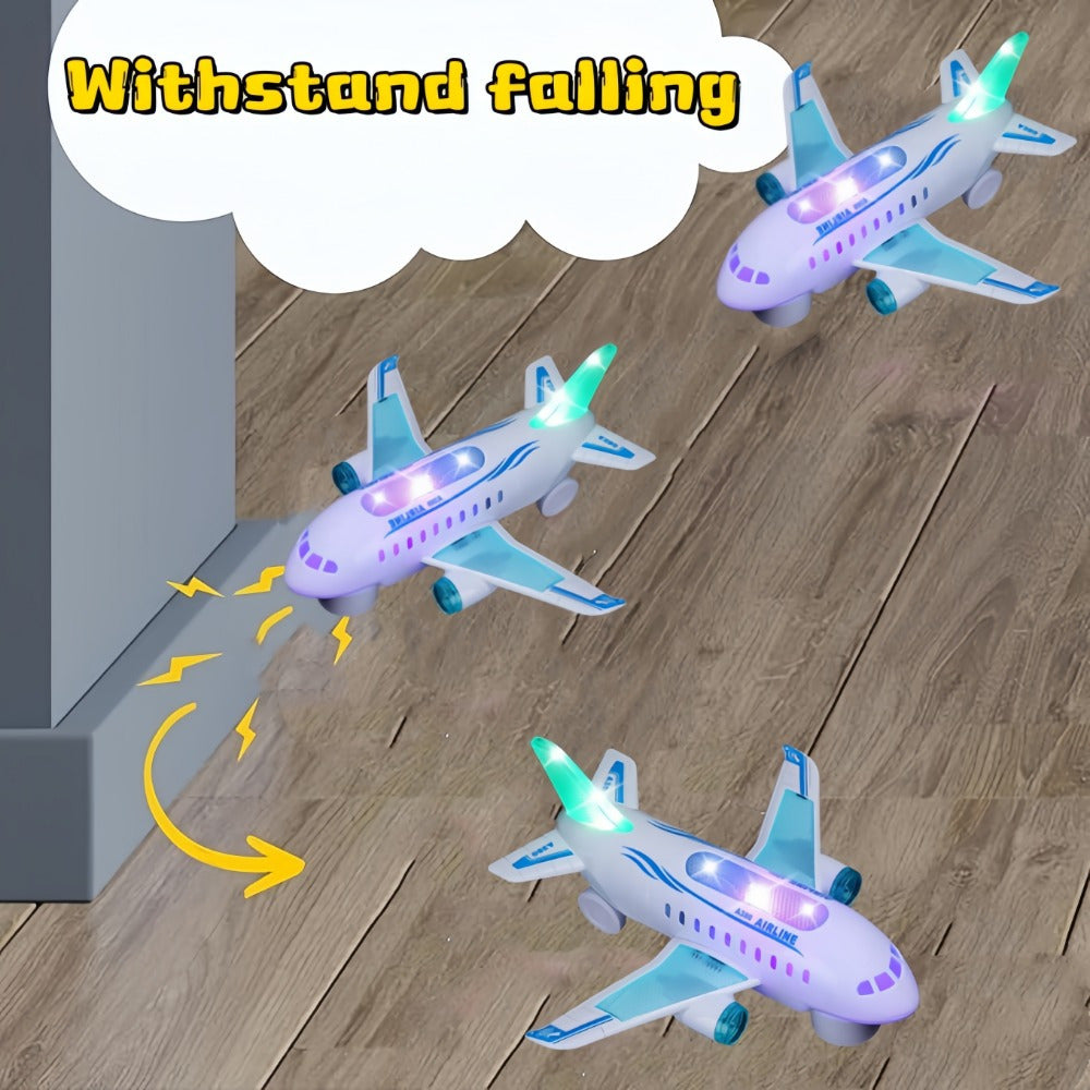 Interactive White Plastic Electric Toy Airplane with LED Lights and Sounds for Children Ages 3 and Up