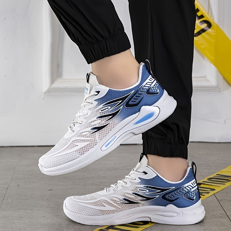 Men's Running Shoes Breathable Fabric Upper Non-Slip Gradient Low-Top Lace-Up Outdoor Sneakers