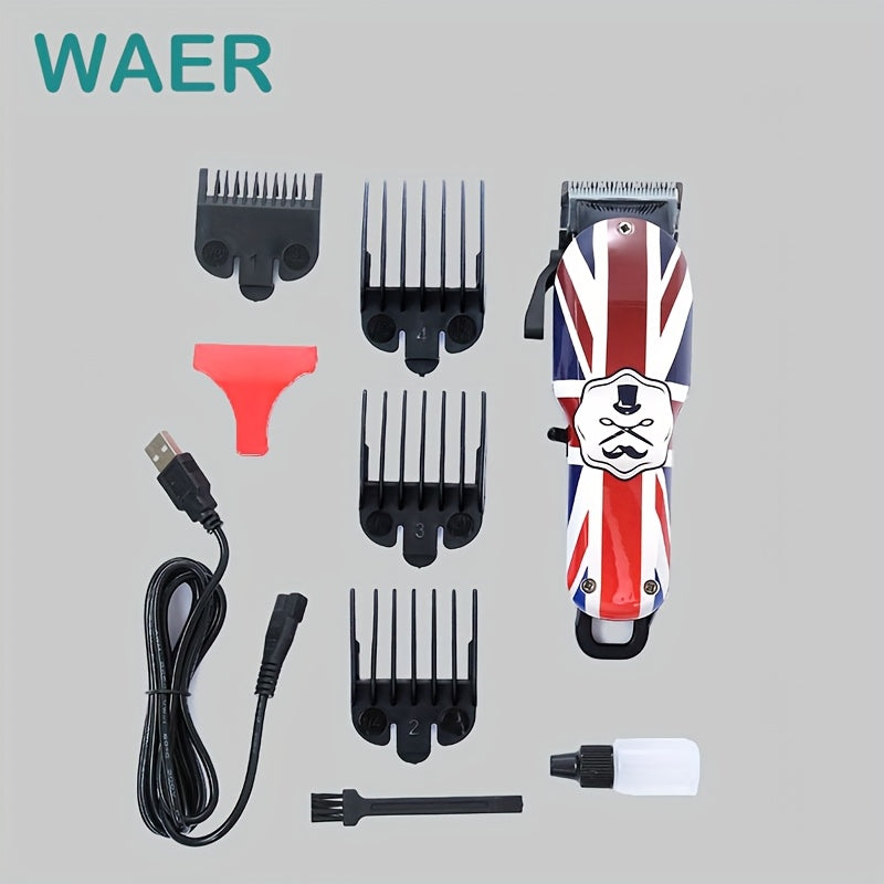 WAER Wireless Electric Men's Hair Clipper with Charging Case and Comb for Zero-Gap Grooming Kit