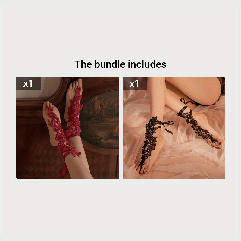 Women's Floral Lace Anklets for Valentine's Day Lingerie