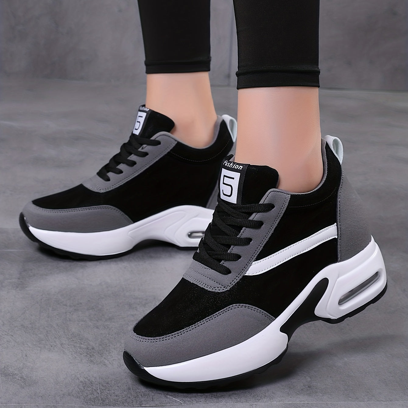 Women's Colorblock Casual Sneakers Lace Up Low-Top Non-slip Trainers