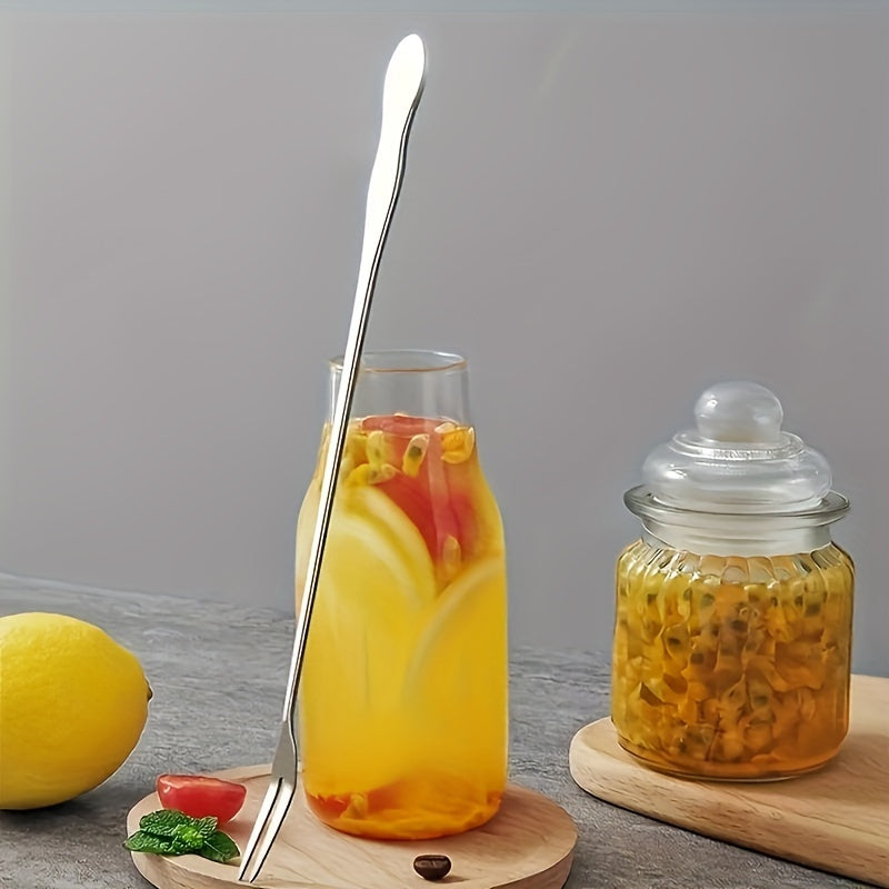 Stainless Steel Pickle Forks Long Handle Jar Grabber for Fruit and Cocktails Kitchen Utensil