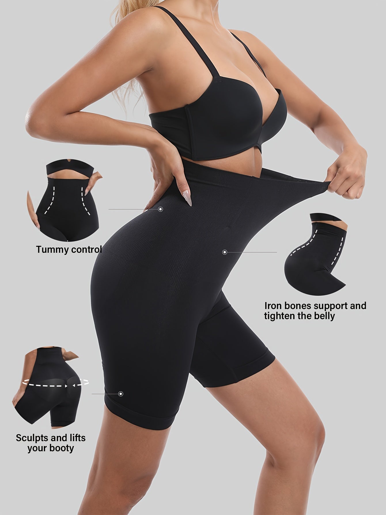 Women's High Waist Boyshort Shapewear Tummy Control Butt Lift Slimming Solid Color