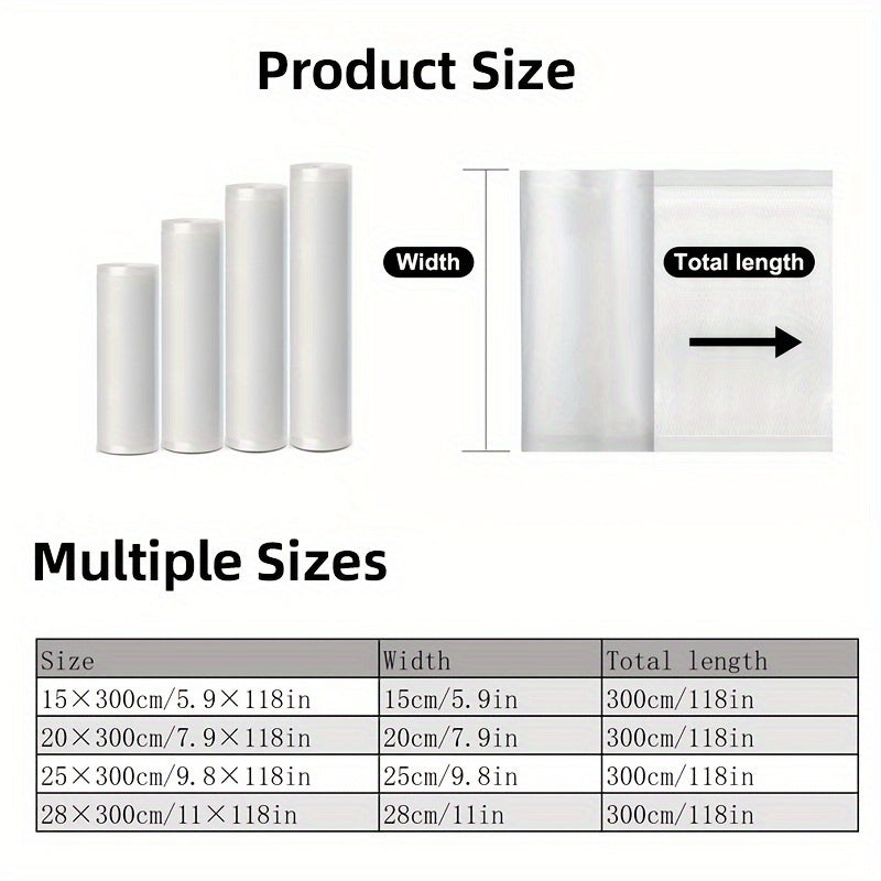 Four BPA-free Vacuum Sealer Rolls for Sous Vide Freezing and Food Preservation