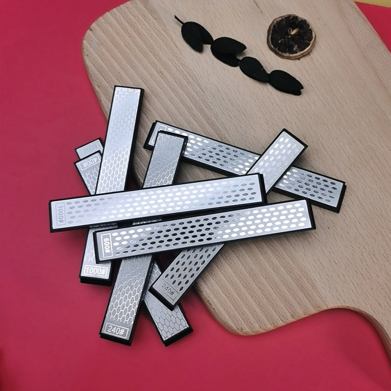 4-Piece Diamond Knife Sharpener Set with Manual Rods Non-Slip Base