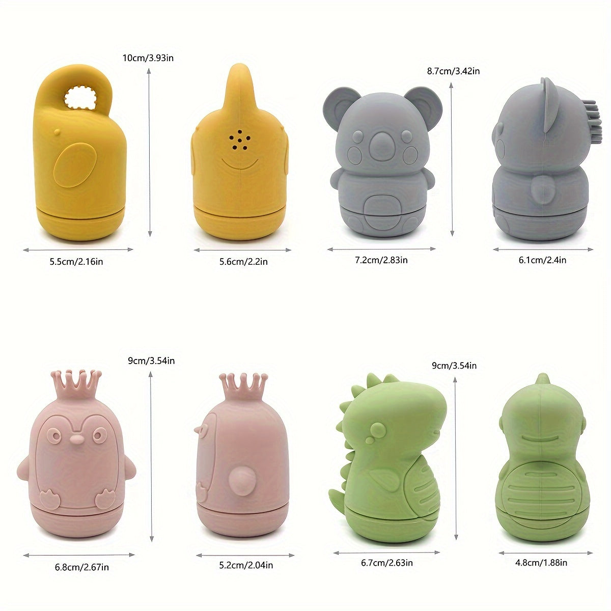 Set of 4 Silicone Animal Bath Toys for Kids Vibrant Child-Safe Shower Play