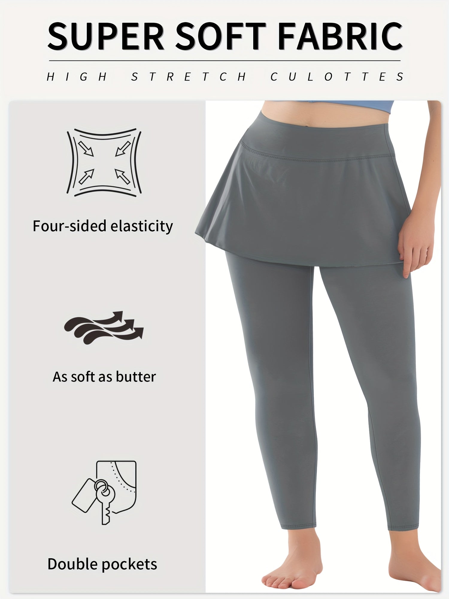 Women's Plus Size Solid High Rise Running Yoga Leggings with Pockets