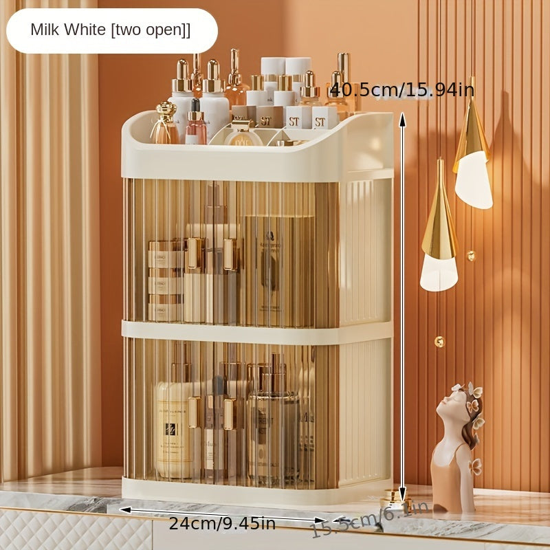 Transparent Plastic Cosmetic Organizer with Multi-Layer Sliding Drawers for Makeup and Skincare