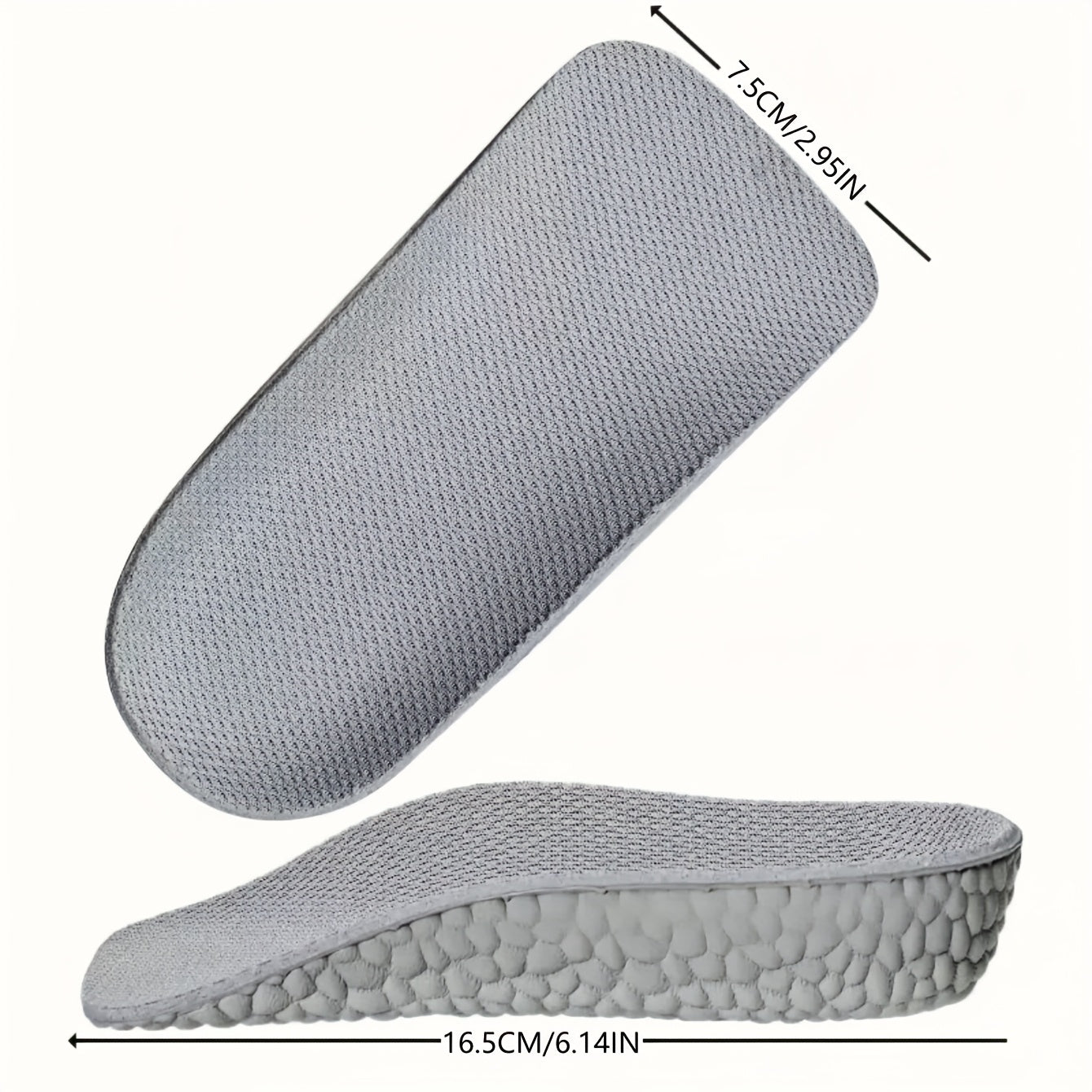 Unisex Memory Foam Insoles Height-Increasing Invisible 3/4 Short Shock-Absorbing