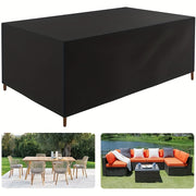 Black Outdoor Rectangular Dining Table Cover Waterproof Patio Woven Polyurethane