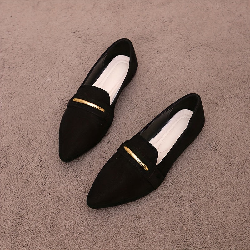 Women's Flat Loafers Slip-On Pointed Toe Solid Color Lightweight Fabric Shoes