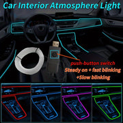 Interior Car LED Atmosphere Light Flexible Neon Strip 200cm Decoration